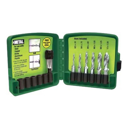 Greenlee DRILL & TAP COMBO SET, 6-32 TO 1/4-20 6 PIECE DRILL, AND TAP SET DTAPKIT